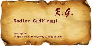Radler Gyöngyi névjegykártya